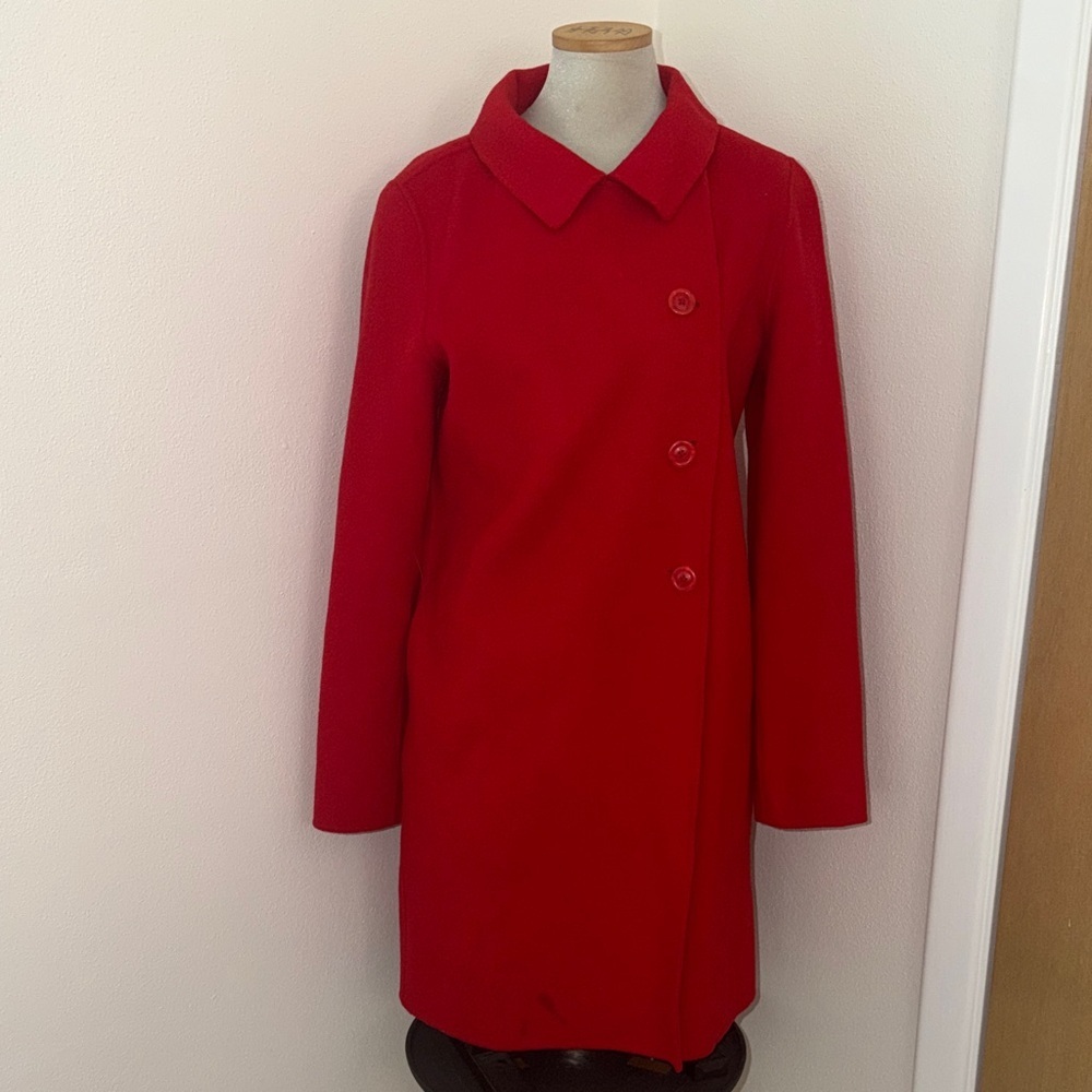 Bloomingdale’s red cashmere wool blend pea coat 8 medium m